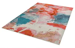 MultiColoured Modern Abstract Easy To Clean Dining Room Rug-200cm X 290cm