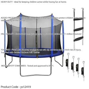 High-Quality 3.6m Trampoline with Safety Net, Ladder & Anchors - 150KG Max Load for Garden Fun