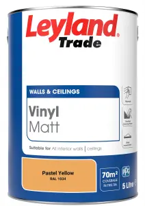 Leyland Trade Vinyl Matt Walls & Ceilings Emulsion Paint Pastel Yellow (RAL 1034) 5L