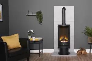 Acantha Orbit Cylinder Electric Stove With Remote In Black