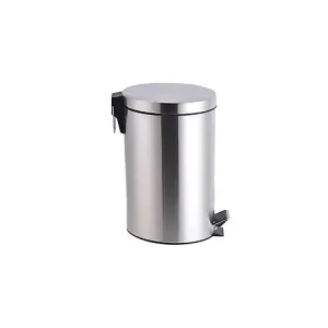 Metal 12L Chrome Pedal Bin Kitchen Toilet Rubbish Hygienic Home Paper Dustbin