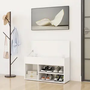 Shoe Bench White 80x30x45 cm Engineered Wood