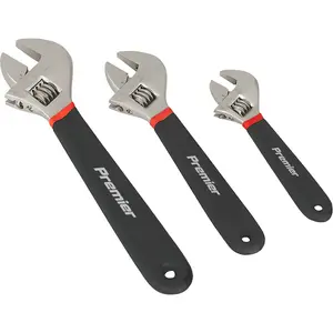 3 Piece Adjustable Wrench Set - 100mm 200mm & 250mm - Machined Jaws - Metric