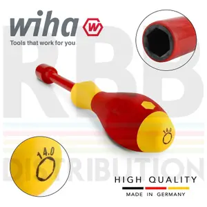 Wiha Hex Driver Screwdriver 1000v VDE Electrician 15mm SoftFinish Grip 00866