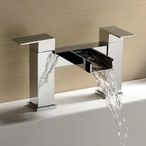 Casio Polished Chrome Deck-mounted Waterfall Bath Filler Tap