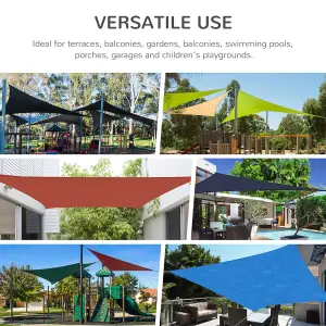 Outsunny 4x3m Sun Shade Sail Rectangle HDPE Canopy UV Protection, Charcoal Grey