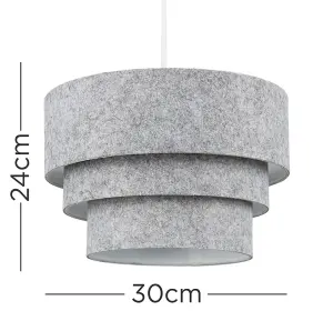 ValueLights Aztec Grey Ceiling Pendant Shade and B22 GLS LED 10W Warm White 3000K Bulb