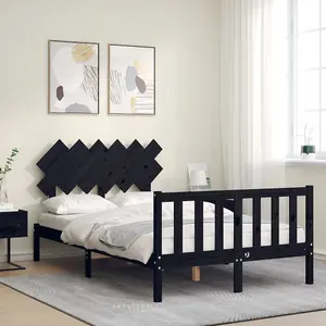 Berkfield Bed Frame with Headboard Black 120x200 cm Solid Wood