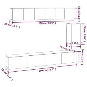 Berkfield 6 Piece TV Cabinet Set Black Engineered Wood