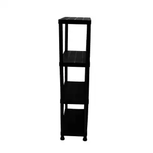 2x Oypla 4 Tier Black Plastic Heavy Duty Shelving Racking Storage Unit