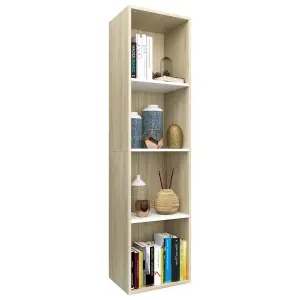 Berkfield Book Cabinet/TV Cabinet White and Sonoma Oak 36x30x114 cm Engineered Wood