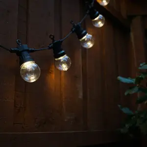 ValueLights 3 Pack IP44 Rated 11.7M Integrated Warm White LED Festoon Globe String Chain Lights