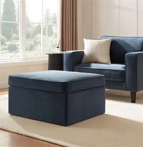 DUSK Soho Ottoman Storage Pouffe - Dark Blue