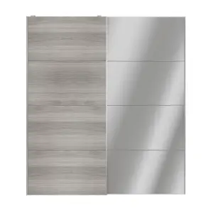 Atomia Panelled Mirrored Grey oak effect 2 door Sliding Wardrobe Door kit (H)2250mm (W)2000mm