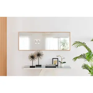 Alcantera Rectangle Metal Frame Wall Mirror Simple and Elegant Modern Design Copper / 140cm H x 50cm W