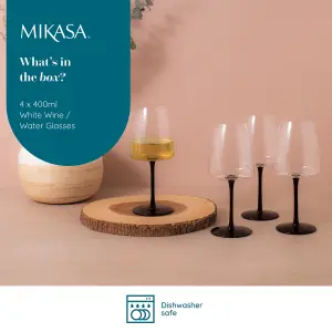 Mikasa Palermo Crystal White Wine Glasses, Set of 4, 400ml