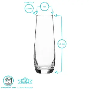 Argon Tableware - Corto Stemless Champagne Flutes - 230ml - Pack of 6 - Clear