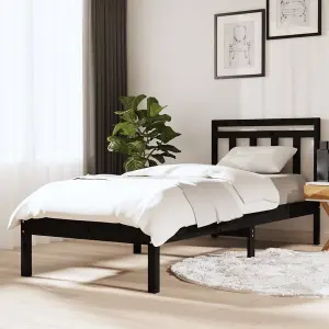 Berkfield Bed Frame Black Solid Wood Pine 100x200 cm