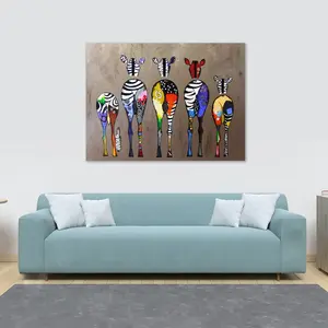 Zebras From Behind Abstract Colourful - Wrapped Canvas Print 30.5cm H x 40.6cm W