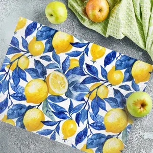 Textured Glass Chopping Board Abstract Lemon Design - Large