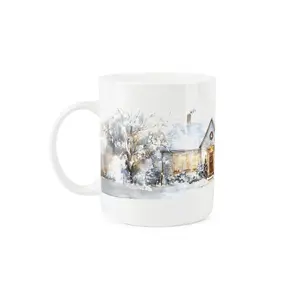 Purely Home Christmas House Mug - Winter Scenery Xmas Gift/Present Bone China Cup