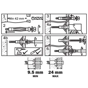 Diall Steel Pan head Hollow wall anchor M5 (L)52mm, Pack of 4