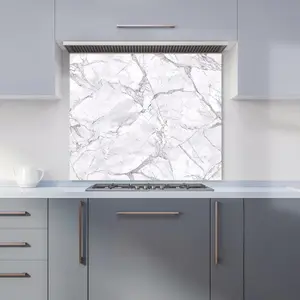 Light Grey Marble Effect Premium Glass Kitchen Splashback W700mm x H650mm