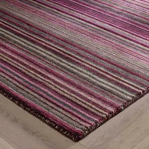 Melrose Mubai Stripe Wool Made Berry Area Rug 160/230cm