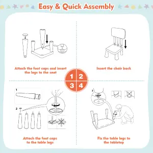 Costway Children Play Table with 2 Chairs Set for Eating Drawing Writing