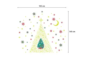 Glow Stars and Colorful Snowflakes with Christmas Friend Tree, Xmas Art, DIY Art