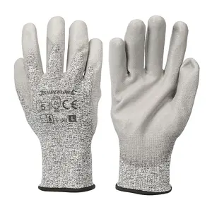 LARGE Cut Tear Resistant Gloves 13 Gauge Knitted & PU Coated Palms & Fingers