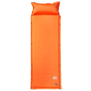 Self Inflating Camping Mattress with Pillow 1-Person Orange