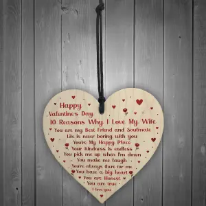 Novelty Valentines Gift For Wife Wood Heart Gift For Her Special Keepsake Love Sign