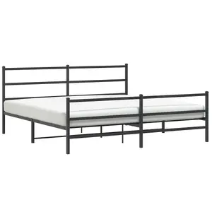 Berkfield Metal Bed Frame without Mattress with Footboard Black 200x200cm