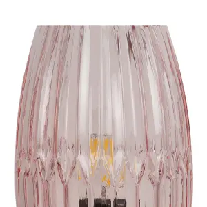 First Choice Lighting Facet Antique Brass with Pink Faceted Glass Table Lamp