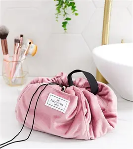 The Flat Lay Co. Drawstring Makeup Bag - Pink Velvet-Multi - Multi (Size: No Size)