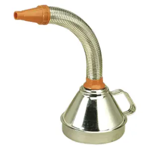 Sealey Funnel Metal With Flexi Spout & Removable Brass Filter 160mm FM16F