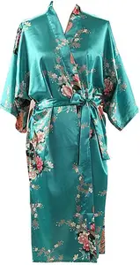 Ladies Plus Loose Satin Kimono Robe Dressing Gown Wedding Bridesmaid Sleepwear Bathrobe UK Size 8-24