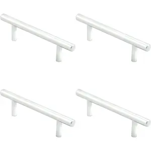 4 PACK - Mini T Bar Kitchen Pull Handle 100 x 27mm - 64mm Fixings Centres Polished Chrome