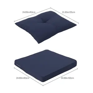 Outdoor Dark Blue 2Pcs Garden Sofa Cushion Backrest Set