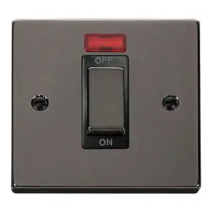 Black Nickel 1 Gang Ingot Size 45A Switch With Neon - Black Trim - SE Home