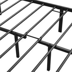 Metal Bed Frame with Headboard/Under-Bed Storage Black / King (5')