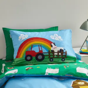 Catherine Lansfield Bedding Farmyard Animals Junior Duvet Cover Set with Pillowcase Blue