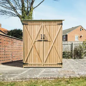 Costway Outdoor Storage Shed Garden Patio WoodenTool Cabinet W/Double Doors Lockable