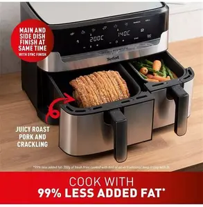 Tefal Easy Fry Dual Drawer Air Fryer, 8.3L, Stainless Steel