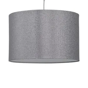 First Choice Lighting Silvery Grey Glitter 25cm Pendant Lightshade