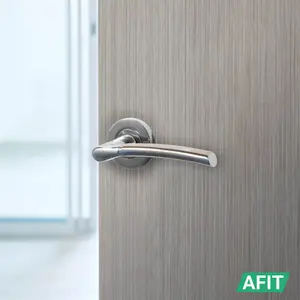 AFIT Door Handle Bathroom Set - Polished/Satin Chrome Finish - 64mm Lock 76mm Hinges Boston Range