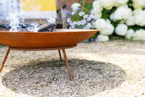 Primrose Corten Steel Fire Pit & Water Bowl Round 60cm Round