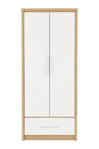 Seville Oak and White Finish 2 Door Wardrobe