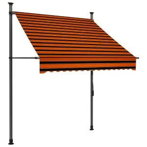 Berkfield Manual Retractable Awning with LED 150 cm Orange and Brown